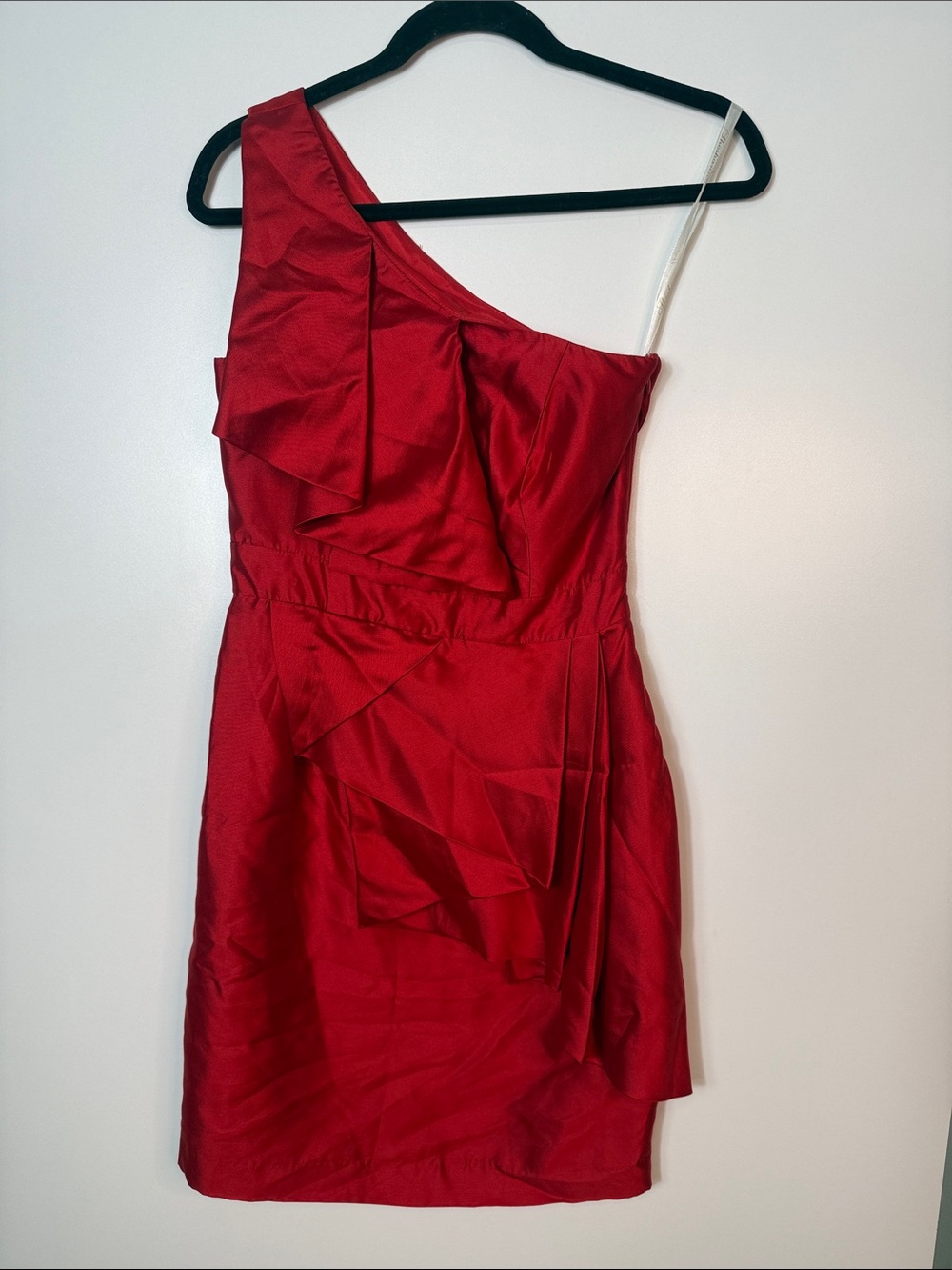 #685 Shoshanna One-Shoulder Red Ruffle Cocktail Dress size 2 NWT